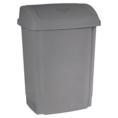 PLAST TEAM 13460803 POUBELLE À CLAPET PUSH 15 L COULEUR : ARGENT PLAST TEAM13460803