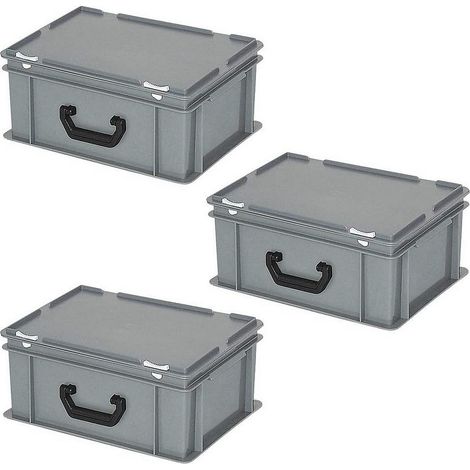 BRB 3 Aufbewahrungskoffer/Kunststoffkoffer, LxBxH 400x300x180 mm, 16 Liter, grau