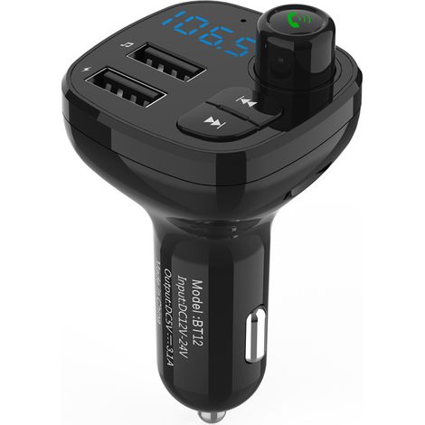BT12 Car Bluetooth MP3 Music Flash Drive Multi-functional Receiver Player Cigarette Lighter USB Charger - Black (1/3)