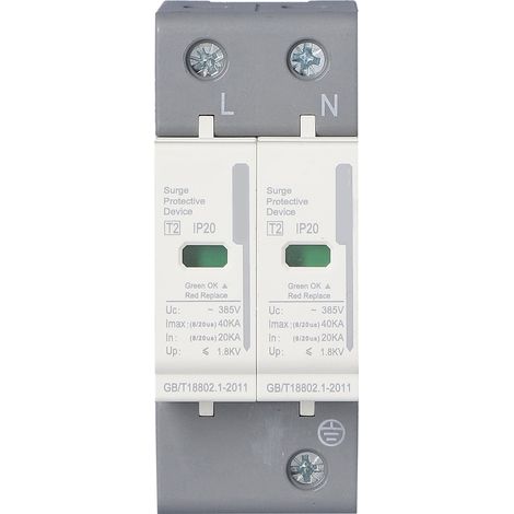 Parafoudre SPD 2P 40kA 220V/380V Protection Surtension AC 40kA Disjoncteur Parafoudre Modulaire BERM (1/5)