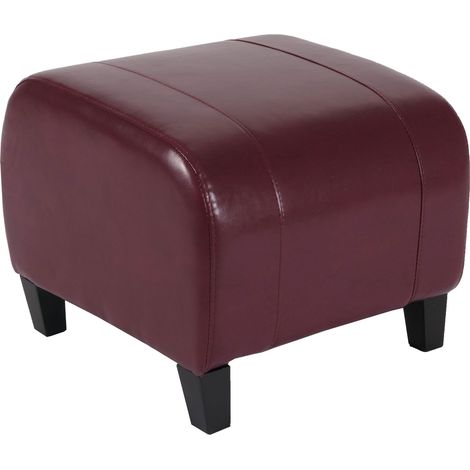 Poggiapiedi pouf elegante sgabello Emmen pelle 47x45x37cm rosso