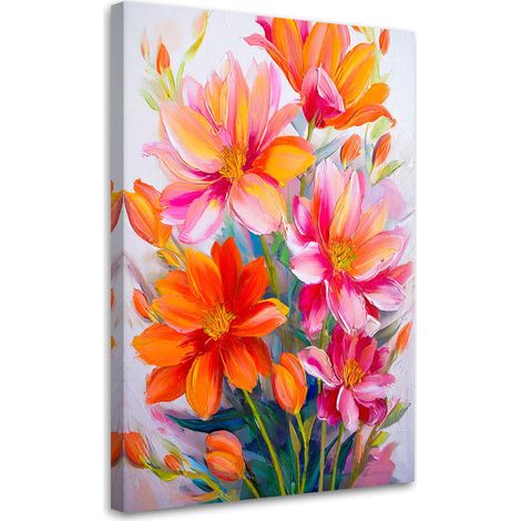 Wandbild Blumen Aquarell Orange Rosa 40x60 cm (1/5)