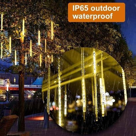 8 Tubes 30CM 144LED Solaire Météores Pluie Lumières, Guirlandes Lumineuses Imperméable Lumiere de Noel Exterieur pour Noël (T) (1/4)