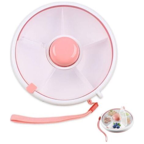Pair Snack Box Compartment,Snack Spinner,Boîte à Snacks Avec 5 Compartimentsand,Boîte à Goûter Rotative,Boîtes à Collation Enfant,Plateau à Collation Avec Couvercle Pour Bonbons, Fruits, Noix-Rose