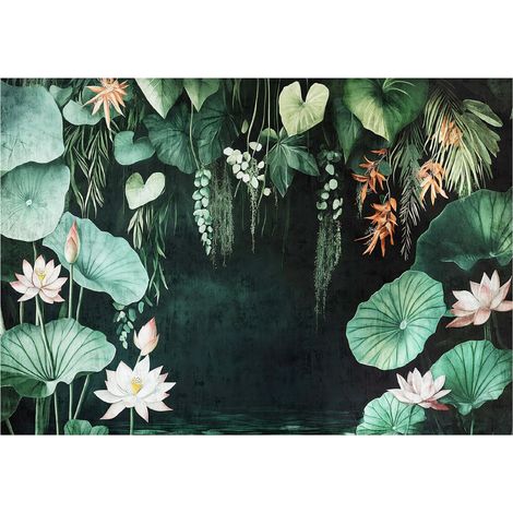 Papier peint à motif de feuilles vertes, décoration murale pour chambre à coucher et salle de bain – 200 x 140 cm papier peint intissé Wallarena (1/4)