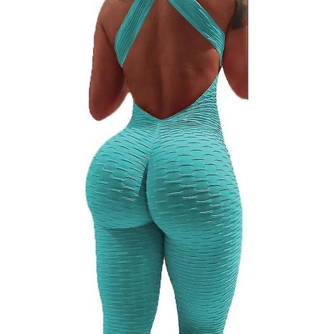 Yoga-Jumpsuit für Damen mit hohem Bund, hohem Beinausschnitt und gekreuztem Rückenausschnitt für einen Push-up-Effekt und eine formende Wirkung. Ideal für Yoga, Fitness und Fitnessstudio. Erhältlich i (1/4)