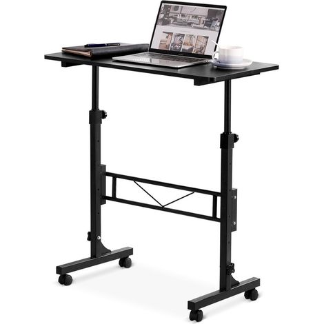 Desk Adjustable Height, Mobile Stand Up Desk with Wheels Small Computer Desks, Home Office Desk, Rolling Desks (1/5)