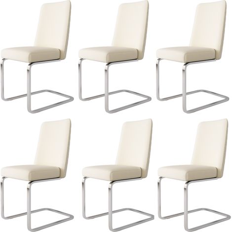 Chaises de salle à manger en velours beige, lot de 6, design dos diamants, pieds métalliques argentés (1/5)