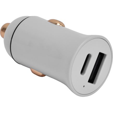 30W Universal-Auto-Schnellladegerät, tragbar, Dual-Port-USB-Ladegerät, LKW-Zigarettenanzünderstecker 12-24V (Grau) (1/5)
