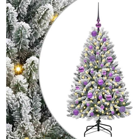 Sapin de Noël  Arbre de Noël artificiel Vert et blanc 120 cm PVC et métal (1/5)