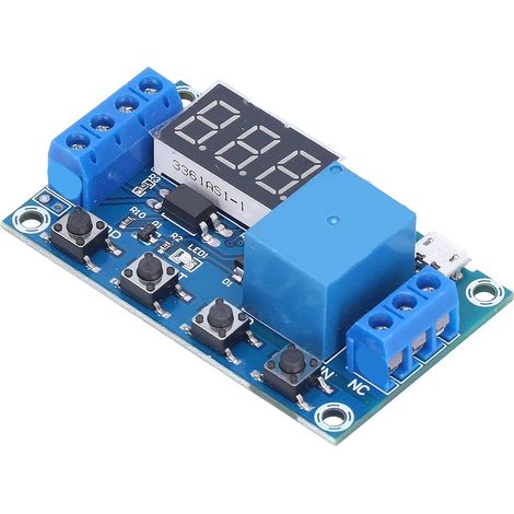 Module de Relais de Retard, Relais temporisé DC plaqué Cuivre 6 à 30 V avec Isolation Optocoupleur, Mémoire Après Perte de Puissance, Bouton d'arrêt, 100 000 Cycles pour le Contrôle (1/5)