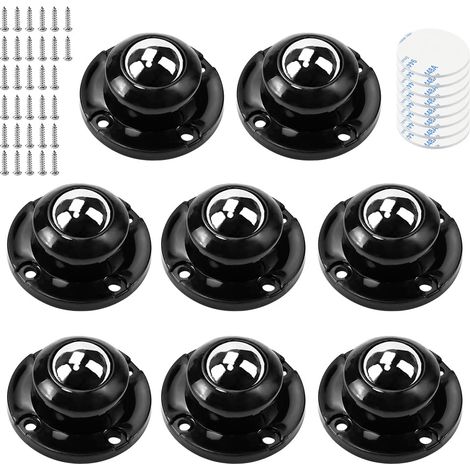 8 Pcs Mini Roulettes Auto-adhésives en PVC, Universelles Pivotantes à 360° pour Petit Electromenager Meuble Pots de Fleurs Ornements (Noir) (1/5)