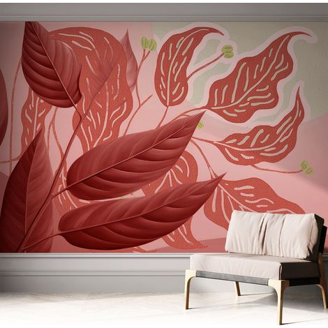 Papier peint autocollant adhésif avec imprimé installation simple qualité excellente sans désordre Feuilles organiques 312x219 cm (1/5)