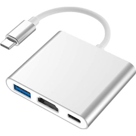 Adaptateur USB-C vers HDMI (compatible 4K/30 Hz) - Câble convertisseur 3-en-1 Type-C pour MacBook Pro (2017/2018), MacBook, Mac Pro, iMac, Chromebook et autres appareils USB 3.0 Type-C (1/5)