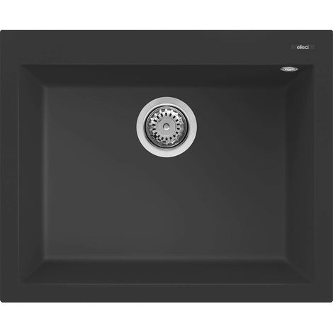 Lavello Elleci Incasso 1 vasca 61x50 Quadra 110 Granitek Nero LGQ11040 (1/5)