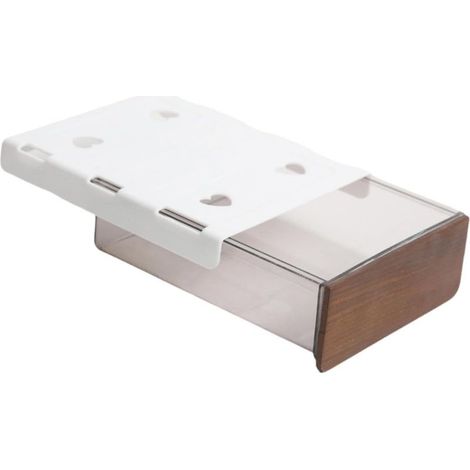 Boîte rangement sous tiroir bureau avec plateau coulissant, étui à cosmétiques, organisateur rangement coulissant à fixation adhésive pour la, Bois Foncé (1/5)