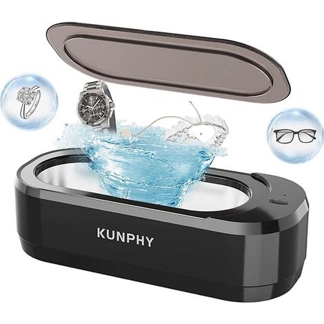 Nettoyeur à ultrasons, 355 ml, 46 kHz, fonctionnement à un seul bouton, convient aux bagues, lunettes et autres objets. (1/5)