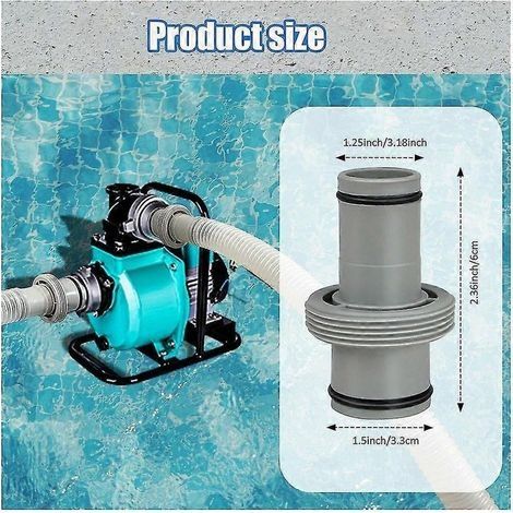 Pièces détachées pour piscines hors sol, adaptateur de tuyau de piscine de rechange, buse de 1,5 pouce pour piscine (1,5 pouce à 1,5 pouce) (1/5)