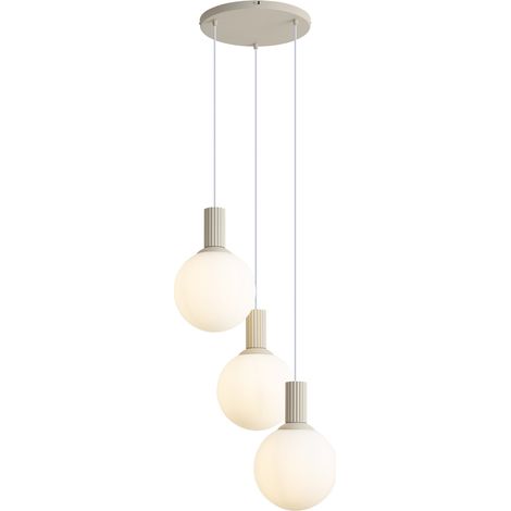 QAZQA Scandinavian Pendant Lamp Beige with Opal Glass 3-Light - (1/5)