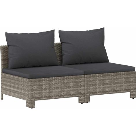 Canapé de jardin,Canapé d'extérieur,Sofa de jardin 2 places avec coussins Gris Résine tressée CFW879140 (1/5)