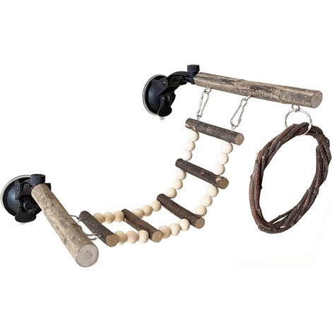 Échelle en Corde pour Oiseaux Jouet - Perche Interactive Flexible en Bois à (1/5)