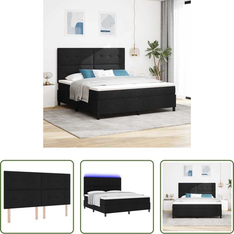 Matelas -  Lit à ressorts avec matelas avec LED Noir 180 x 200 cm tissu (1/5)