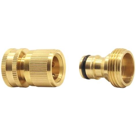 Applicable Connecteur Rapide pour Tuyau d'arrosage avec vanne d'arrêt, raccords à Connexion Rapide 3/4" avec vanne à Bille, adaptateurs à Connexion Facile et à dégagement Rapid(2pcs) (1/5)