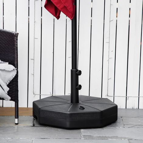 Base per ombrellone Outsunny, riempibile fino a 40 kg, supporto ottagonale per ombrellone, porta ombrellone, peso per ombrellone, supporto per ombrelloni con diametro del tubo di 38/48 mm, per balcone