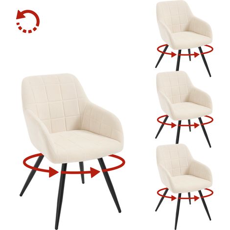 Lot de 4 Chaises Pivotante Salle à Manger WOLTU, Fauteuil Salle à Manger en Velours, Pieds en Métal, Beige (1/5)