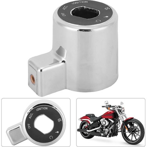 Antidémarrage moto électroplaqué, verrouillage interrupteur chromé, capuchon de protection adapté Davidson, pièce détachée universelle (1/5)