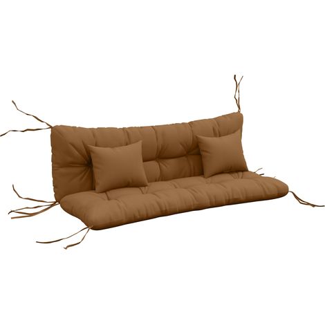 Beyamis 4-teiliges Sitzkissen-Set, 150 x 50 cm, wasserabweisende Stuhlkissen mit Bändern, 10 cm dick, braun