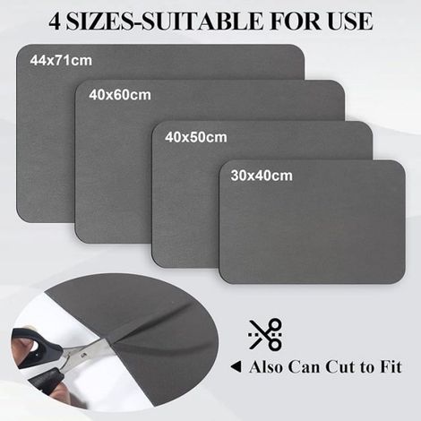 Tapis Egouttoir Vaisselle - Microfibre Absorbante - Antidérapant Pour Comptoir Cuisine - 30 x 40 cm - Gris Foncé (1/5)