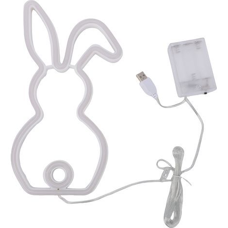 Battery Operated Neon Bunny, LED Sign, Easter Decoration for Bedroom, Dorm, Party, Bar, Blue Pink (1/5)