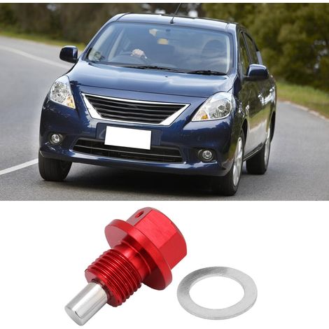 Vis de vidange magnétique M12 1,25 en alliage d'aluminium rouge pour carter d'huile moteur de voiture (1/5)