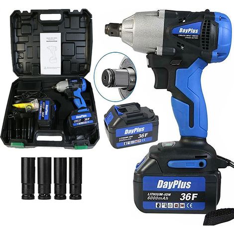 18V Cordless Impact Wrench,Impact Gun Electric 420 N.M High Torque Impact Wrench Power Wrench Electric Cordless Driver with LED Work Light + 2X Li-Ion Batteries + Carry Case for Car Wheel Nut Remove