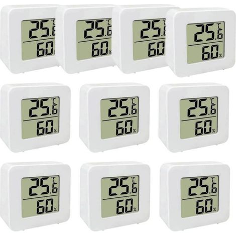 10pcs Thermomètre et Hygromètre Numérique LCD, Thermomètre Hygromètre Intérieur Digital à Haute Précision,Température et Humidimètre (1/5)