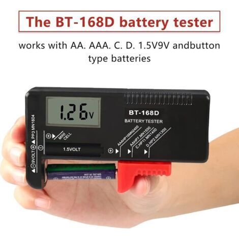 Universal digital battery tester for AA, AAA, C, D, PP3, 9V, 1.5V and button cell batteries - Works without batteries (1/3)