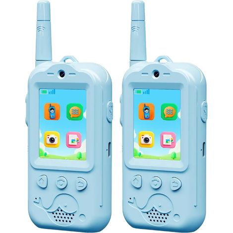 Kinderfreundliches, wiederaufladbares Walkie-Talkie mit Video und Kamera, Zwei-Wege-Funkkommunikation, Reichweite von 3-500 Metern, Stimmverzerrungsfunktion (1/4)