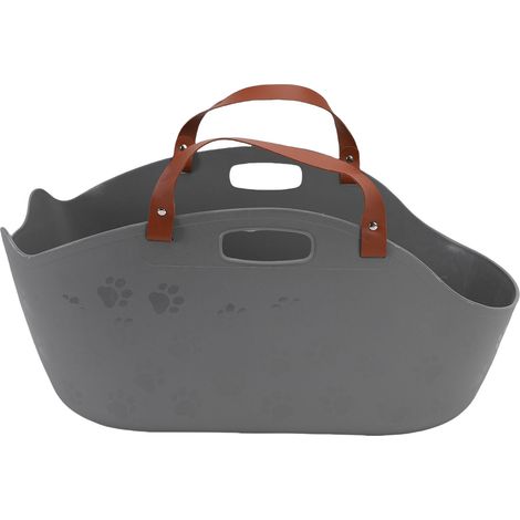 Bac à litière portable pour chat, très grande capacité, résistant aux éclaboussures, panier à litière de voyage gris (1/5)