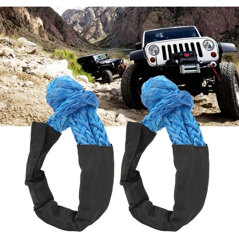 Corde de sauvetage routier avec manille de 13 mm et 24 tonnes de traction, et housse de protection pour élingue, vendue par paires, bleu/orange, convient aux camions pleine grandeur, aux grands VUS et (1/5)