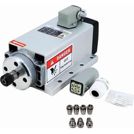 Kit de moteur de broche sans balais CNC Broche de Machine-outil CNC 1500w 1.5kw 24000 tr/min 400hz ER11 moteur de broche de refroidissement par Air entrée 3 phases + 7 pinces ER11 ( Color : Aviation p (1/5)
