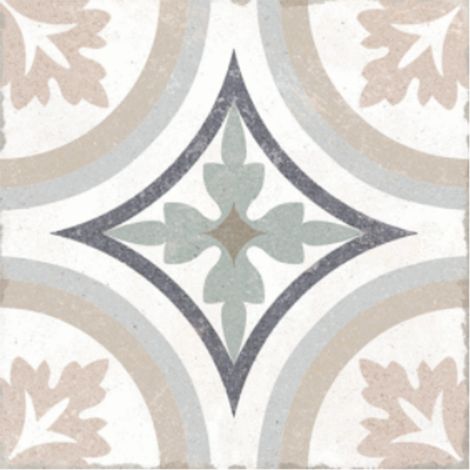 Carrelage sol grès cérame 20x20 cm effet carreaux de ciment – Surface mate – Résistant au gel – Pour intérieur cuisine et salon