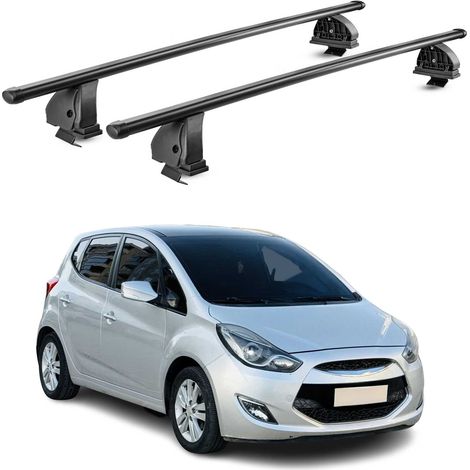 OMAC Stahl Dachträger Querträger Hyundai ix20 2010-2019 – TÜV / DIN 75302:2019 – Abschließbar – Max. 75 kg – 2 Stangen – Schwarz (1/5)