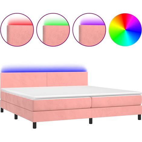 Maison Exclusive - Letto a Molle con Materasso e LED Rosa 200x200 cm in Velluto (1/5)