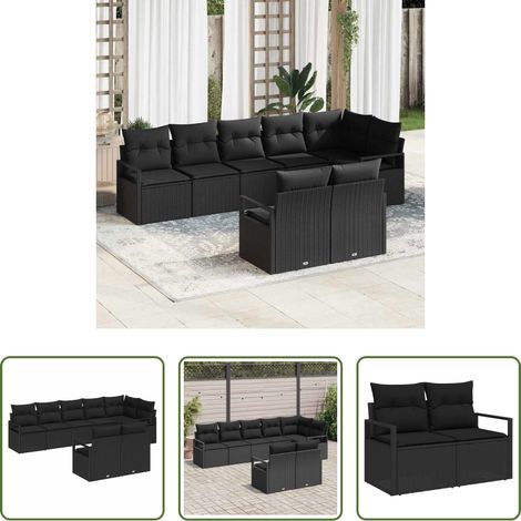 vidaXL Poly-Rattan -  Sofa Set 8 pcs Schwarz Poly-Rattan (1/5)