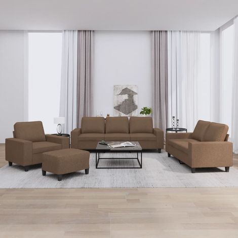 4-tlg. Sofagarnitur Braun Stoff vidaXL