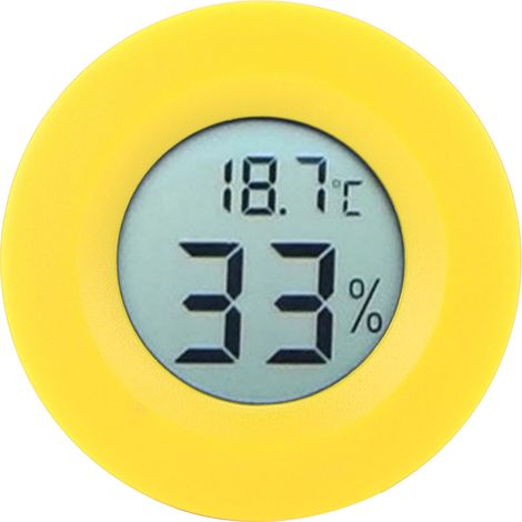 Mini termometro LCD circolare – igrometro – temperatura/umidità – giallo – per interni