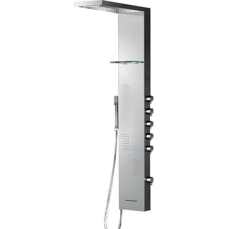 Duschpaneel gebürstetes Chrom Wasserfall Miralago 128x20x7 cm (1/5)