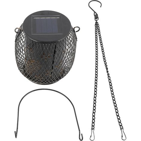 Ortviai Lanterne Solaire Extérieure Étanche en Fer avec Motif Papillon – Suspension ou Posable pour Jardin, Patio et Terrasse (1/5)