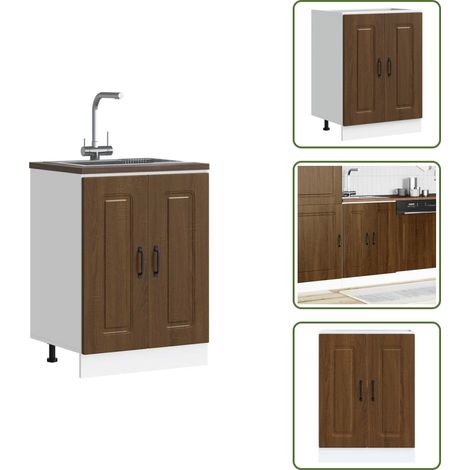 Armadio per cucina - vidaXL Mobile base lavello Kalmar Rovere Marrone 60x46x81,5 cm - Armadio con porte